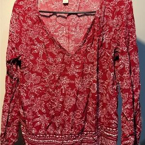 Old Navy Red Floral Blouse